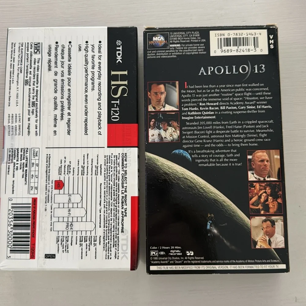 2/$5 Vintage Apollo 13 Movie on VHS/Plus Blank VHS